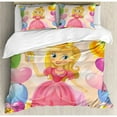 thumbnail image 3 of Kids Birthday Duvet Cover Set Twin Size, Birthday Girl Cute Sweet Princess Themed Image with Hearts and Balloons Image, Decorative 2 Piece Bedding Set with 1 Pillow Sham, Multicolor, by Ambesonne, 3 of 3