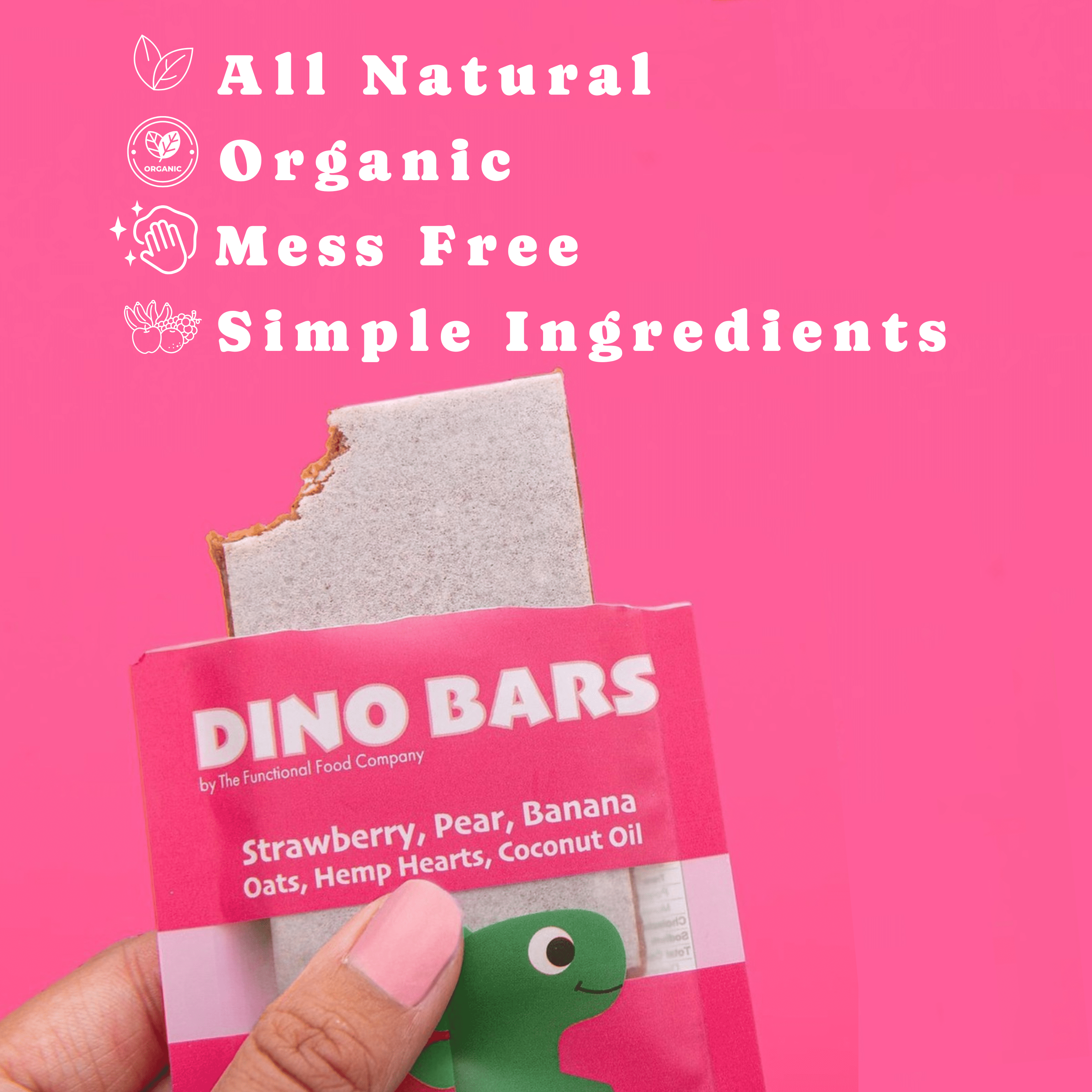 Dino Bars Organic Fruit Bar for Kids | Fruit + Oats + Hemp Hearts with Edible Paper | Try Them All 6 Flavors - 24 Pack