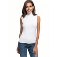 thumbnail image 4 of 2 Pack Women's Sleeveless Turtleneck Tank Top - Slim Fit Stretchy Basic Layer Shirt (Black & Tan), 4 of 5