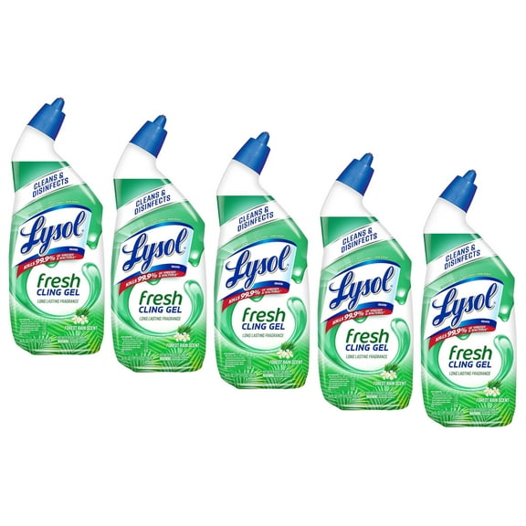 Lysol Fresh Cling Gel, Forest Rain Scent 24 Fluid Ounces, Pack of 5