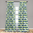 thumbnail image 5 of Ambesonne Floral Curtains, Nature Bloom Silhouette, Pair of 28"x84", Apple Green Navy Blue, 5 of 5
