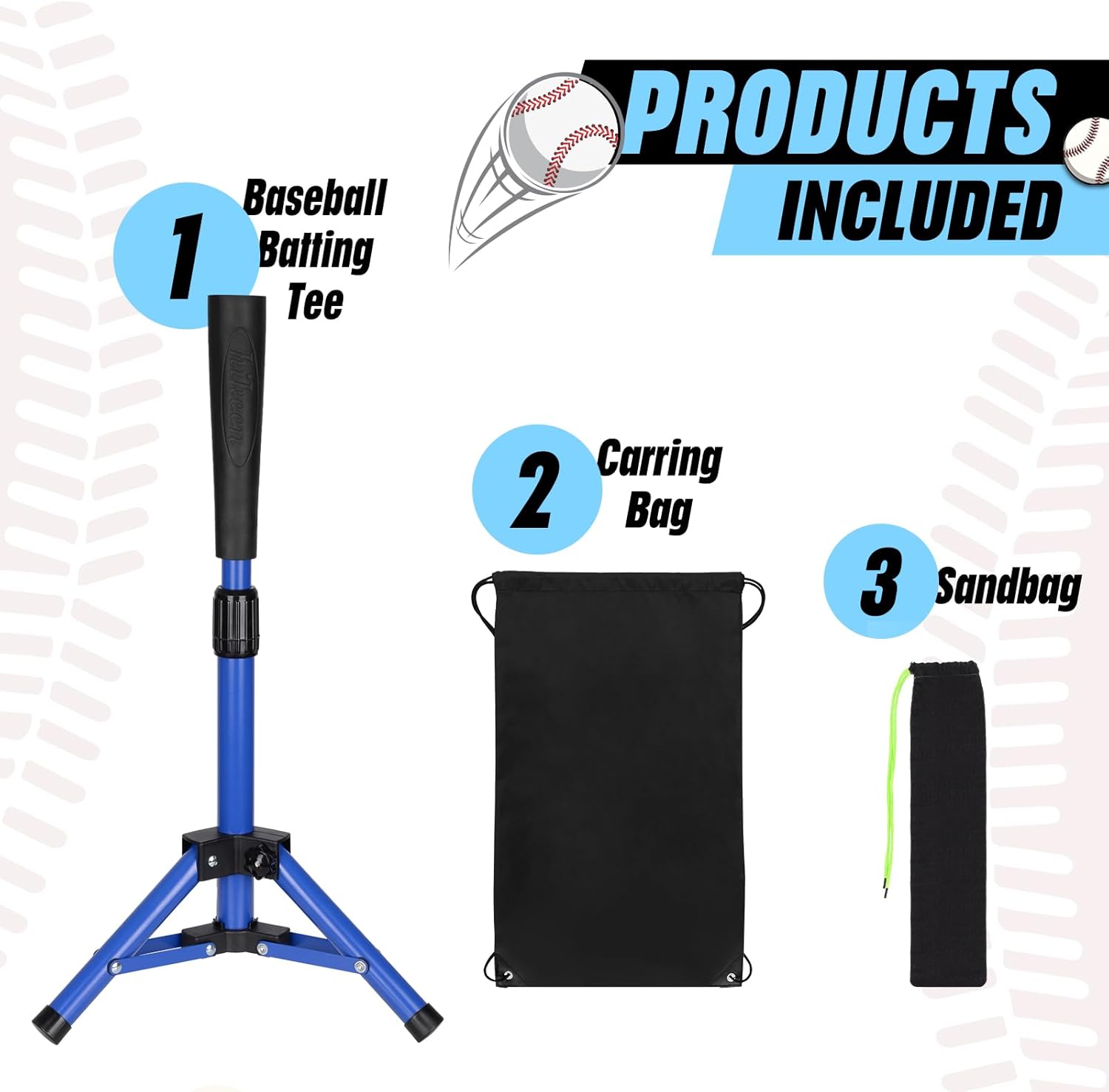 Adoreal Baseball Tee for Kids, Baseball Tee Baseball Batting Tee for Kids Softball & Baseball Practice Tee Easy Adjustable Height Portable Hitting Tee with Carry Bag(Blue)