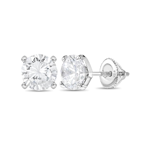 6mm CZ Prong Set Children's / Kids / Teens Earrings Screw Back - Sterling Silver