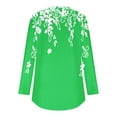 thumbnail image 4 of Womens Blouse Tops Plus Size Summer Fall Long Sleeves Round Neck Casual Loose Fitting Trendy Floral Printed Basic T-Shirt Tops,Green 1,L, 4 of 5
