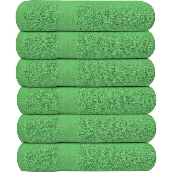 Pack of 6 Bath Towels 27 x 54 Inches, 100% Cotton, Larger & Lighter Weight, Quicker to Dry, Super Soft and Absorbent, Perfect for Bathroom (Light Green, Pack of 6 (27''x54''))