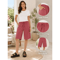 thumbnail image 4 of OHHSHEEN Women's Comfy Bermuda Shorts - Elastic Drawstring Waist, Utility Pockets, Summer Casual, 4 of 6