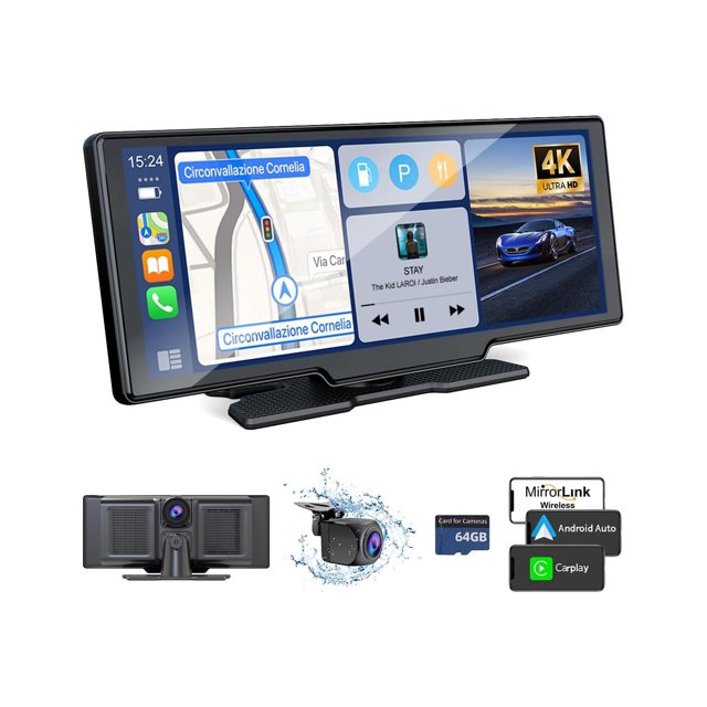 Pantalla Car Play con Dash Cam 4K de 10.26 pulgadas Sprleaf