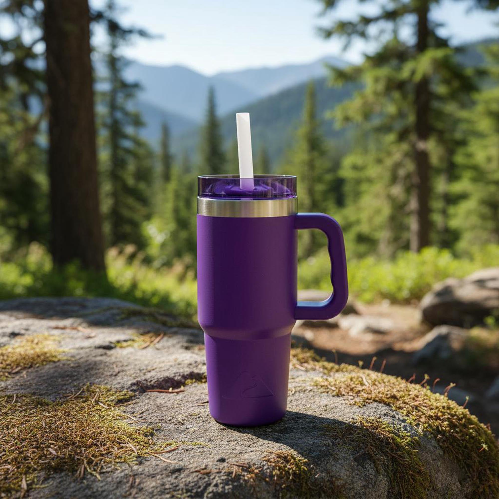 Ozark Trail 18 oz Stainless Steel Insulated Tumbler with Handle, Purple
