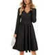 thumbnail image 2 of Vestido de cintura ajustada para mujer Vestido de manga larga con cuello en V para mujer Diseño de línea A drapeado ANGGREK  Otros, 2 of 6