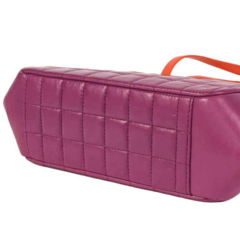 Pre-Owned Chanel CHANEL Chocolate Bar Coco Mark Clasp Shoulder Bag Lambskin  Purple x Orange (Good) 