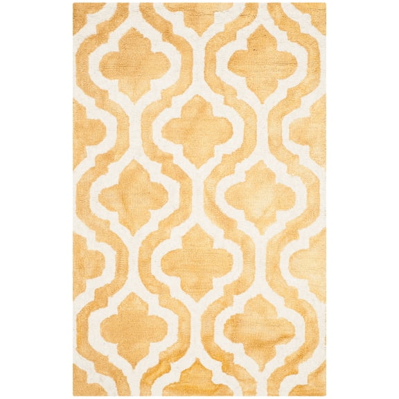 SAFAVIEH Dip Dye Jolyon Geometric Wool Area Rug, Gold/Ivory, 2'6" x 4'