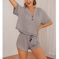 thumbnail image 3 of Richie House Pajama Short Sleeve Women's Crop Knitted Sleep Pj Set Top/Shorts RHW2925-H-L, 3 of 7
