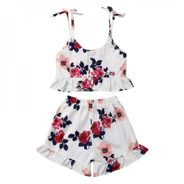 Shop Clearance! Cozy Little Girls Outfits Summer Holiday Floral Sling