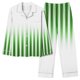 thumbnail image 1 of Puntoco Conjunto De Pijamas De Pantalones Y tops Casuales De Manga Larga Con Estampado De Rayas De Moda Informal Para Mujer (1 top + 1 Pantalón) Conjunto De Solapa De Manga Larga Verde S, 1 of 4