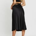 thumbnail image 6 of Mrat Summer Skirt Women's Casual Fashion Solid Color Zipper Satin Skirt Navel Temperamental Commute Skirt Summer Skirt S-66 Black M, 6 of 7
