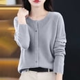 thumbnail image 2 of Women's Solid Color Button Up Sweater Pullover Top Long Sleeve Round Neck Casual Fashionable Loose Fit Warm Knit Winter Holiday Gift | CSEONE,Gray XL, 2 of 8