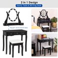 thumbnail image 5 of Topbuy Vanity Table Makeup Dresser Desk w/LED Light Drawers & Stool Black, 5 of 8