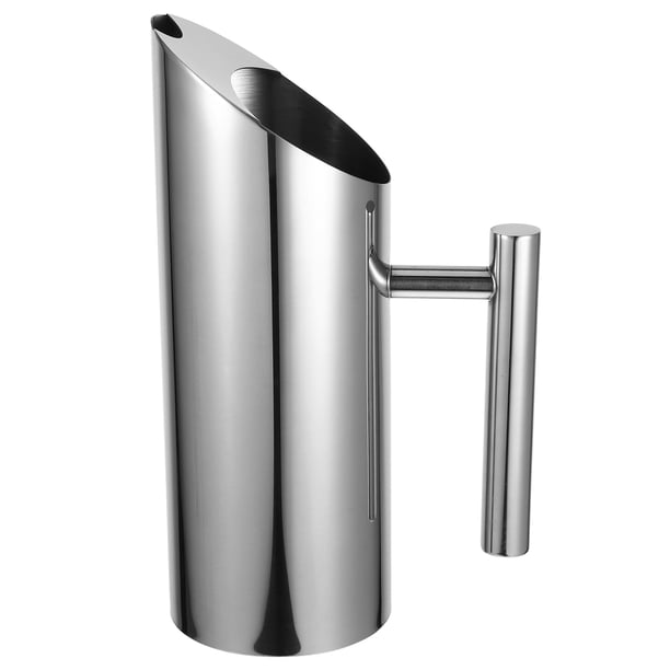 Jarra de agua de acero inoxidable, recipiente de metal pulido para bebidas frías, jugos, café, para uso en restaurantes, hogares, cocinas y bares