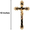 thumbnail image 3 of Golden Brown Epoxy Wall Cross Crucifix with Gold Toned Floral Details, Religious Home Decor, 10 Inch, 3 of 6