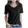thumbnail image 2 of UJNDER Women's Short Sleeve V Neck Solid Color Warm Top for Casual Everyday Comfort and Lightweight Wear Black XXL, 2 of 5