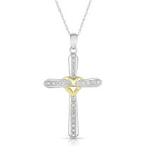 Natalia Drake 1/4 Cttw Diamond Cross Heart Necklace in Sterling Silver for Women