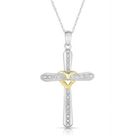 Natalia Drake 1/4 Cttw Diamond Cross Heart Necklace in Sterling Silver for Women