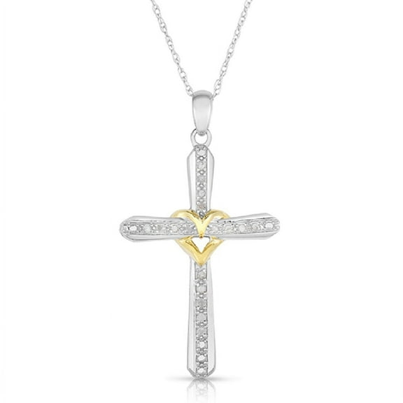 Natalia Drake 1/4 Cttw Diamond Cross Heart Necklace in Sterling Silver for Women