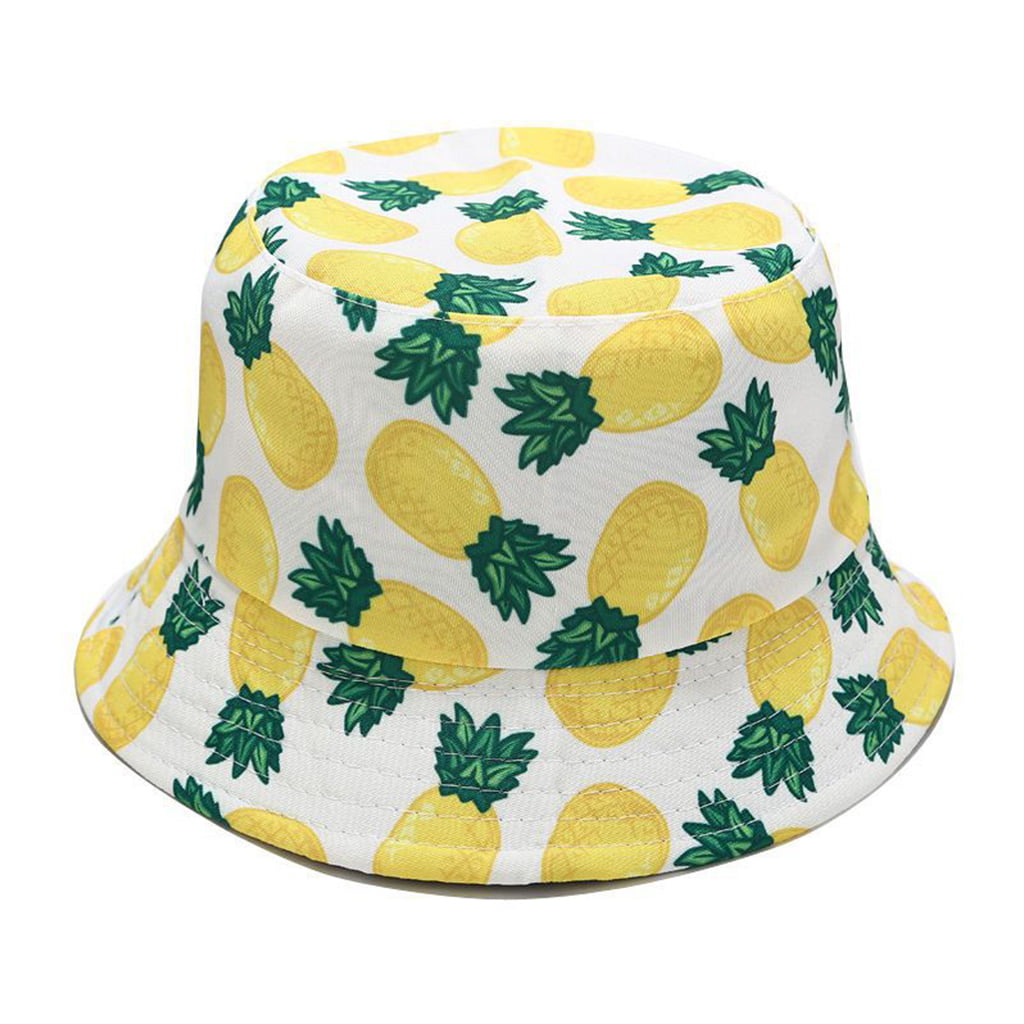 Foldable Leopard Pineapple Print Fisherman Sun Cap Double-Side-Wear Reversible Bucket Hat Bucket hat for Women & Men 
