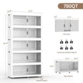 thumbnail image 3 of Collapsible Stackable 250Gal Storage Bins with Lids & Magnetic Doors, 5-Pack Folding Plastic Storage Cabinet for Closet Organization, White, 3 of 7