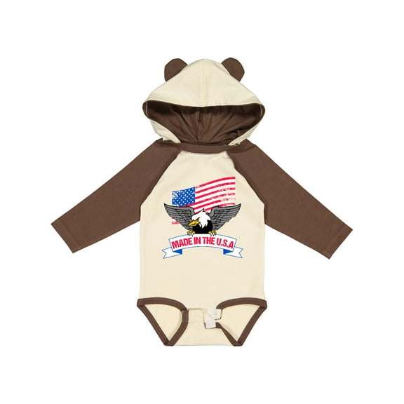 Inktastic American Flag Made in the USA with Bald Eagle Boys or Girls Long Sleeve Baby Bodysuit