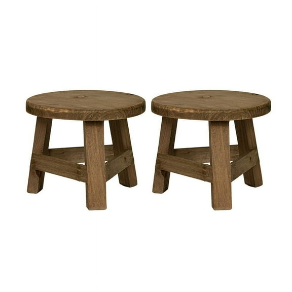 Wooden Stand 7" x 6" Brown Wooden High Stool Plant Stand (2 Count)