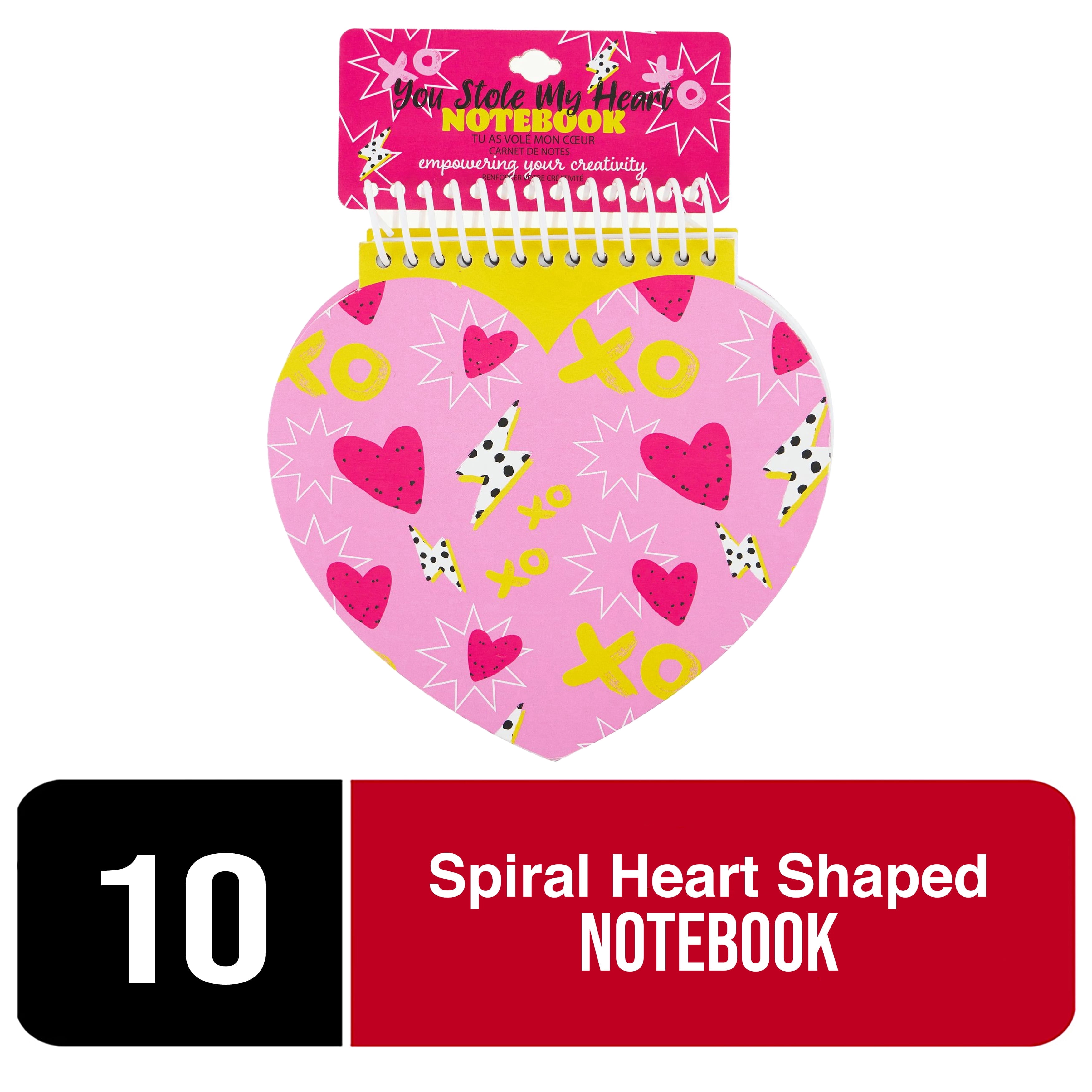 Amscan Spiral Heart-Shaped Notebook, Multicolor, 10 Count