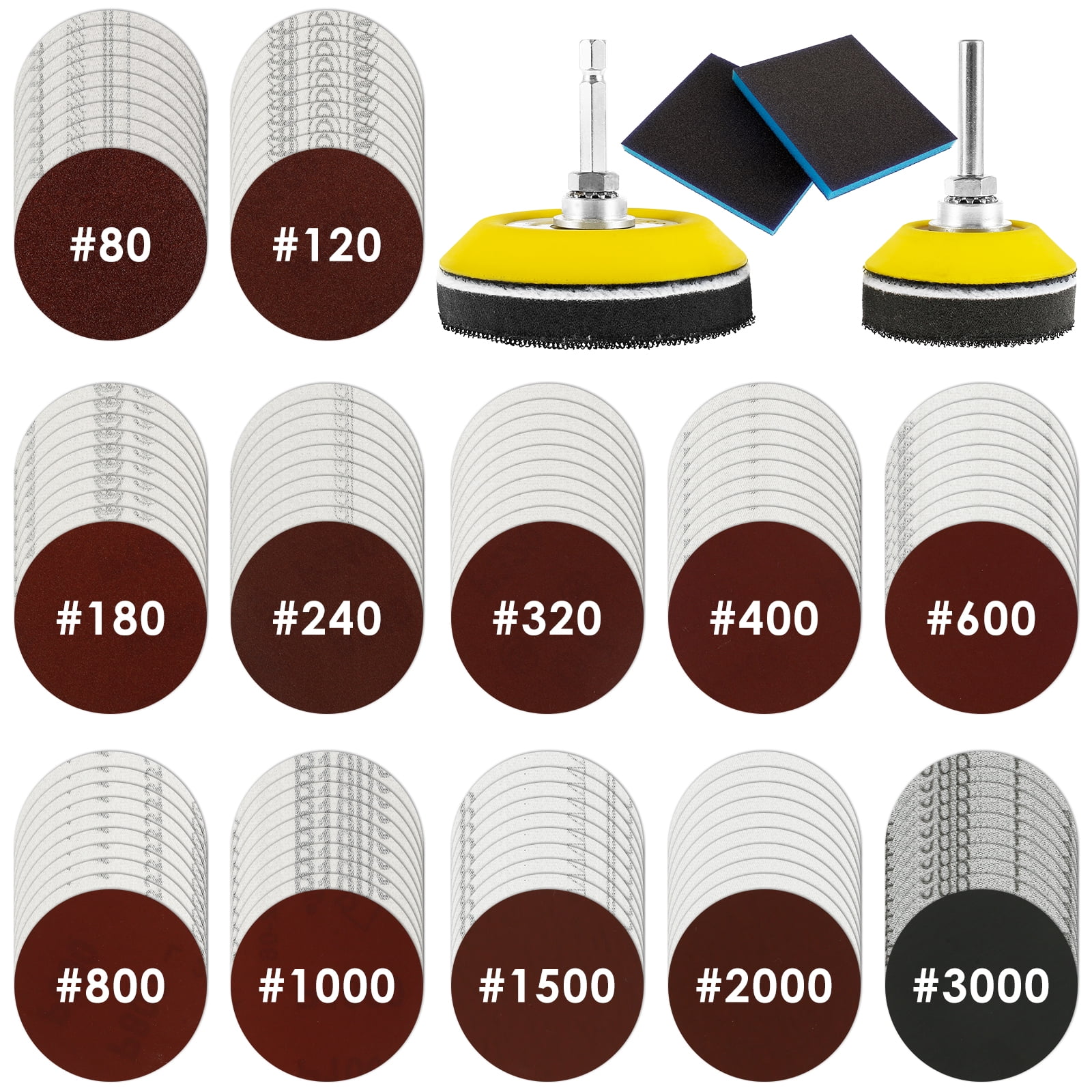 Adifare 120Pcs Sanding Discs Set,Round Sand Paper 803000 Mixed Grits