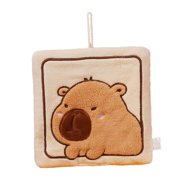 Toalla de mano colgante, paños para secar platos, lindo capibara multiusos, toalla de limpieza suave y gruesa, paño de limpieza Beige