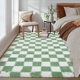 thumbnail image 4 of Checkered Rug 8x10 for Living Room, Modern Plush Shag Rug Washable Non-Slip Large Area Rug Super Soft Indoor Fuzzy Carpet Fluffy Rugs for Bedroom Home Aesthetic Decor,Green-White, 4 of 9