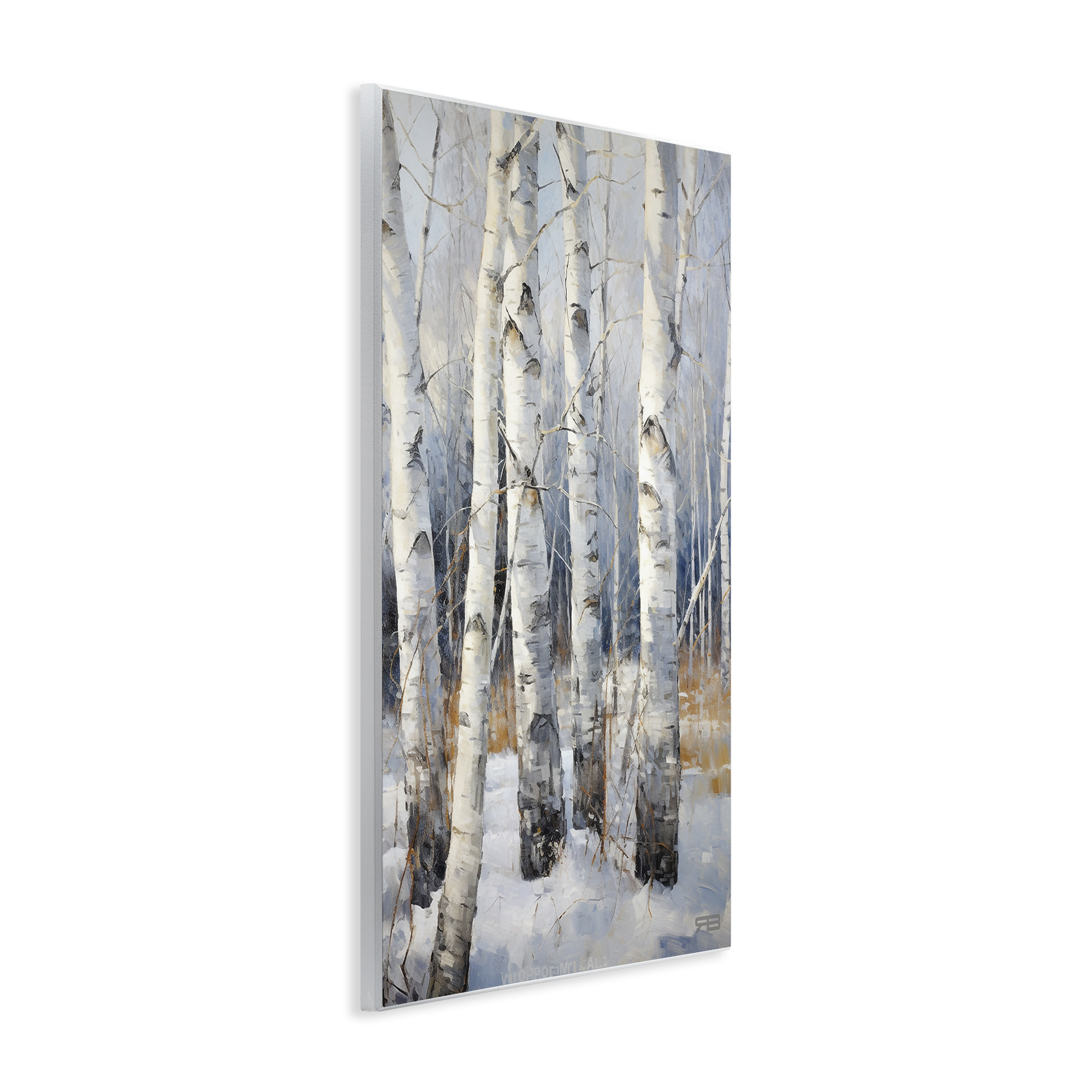 Stupell Industries Snowy Birch Forest Landscape Painting Unframed Art Print Wall Art, 13 x 19