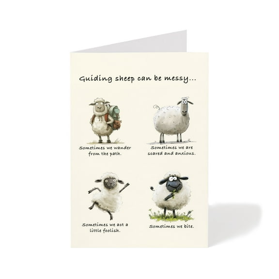 M Market On Mainstreet Pastor Cards, 5x7 inches, Single Card with Envelope, Made in USA (Sheep Appreciation)