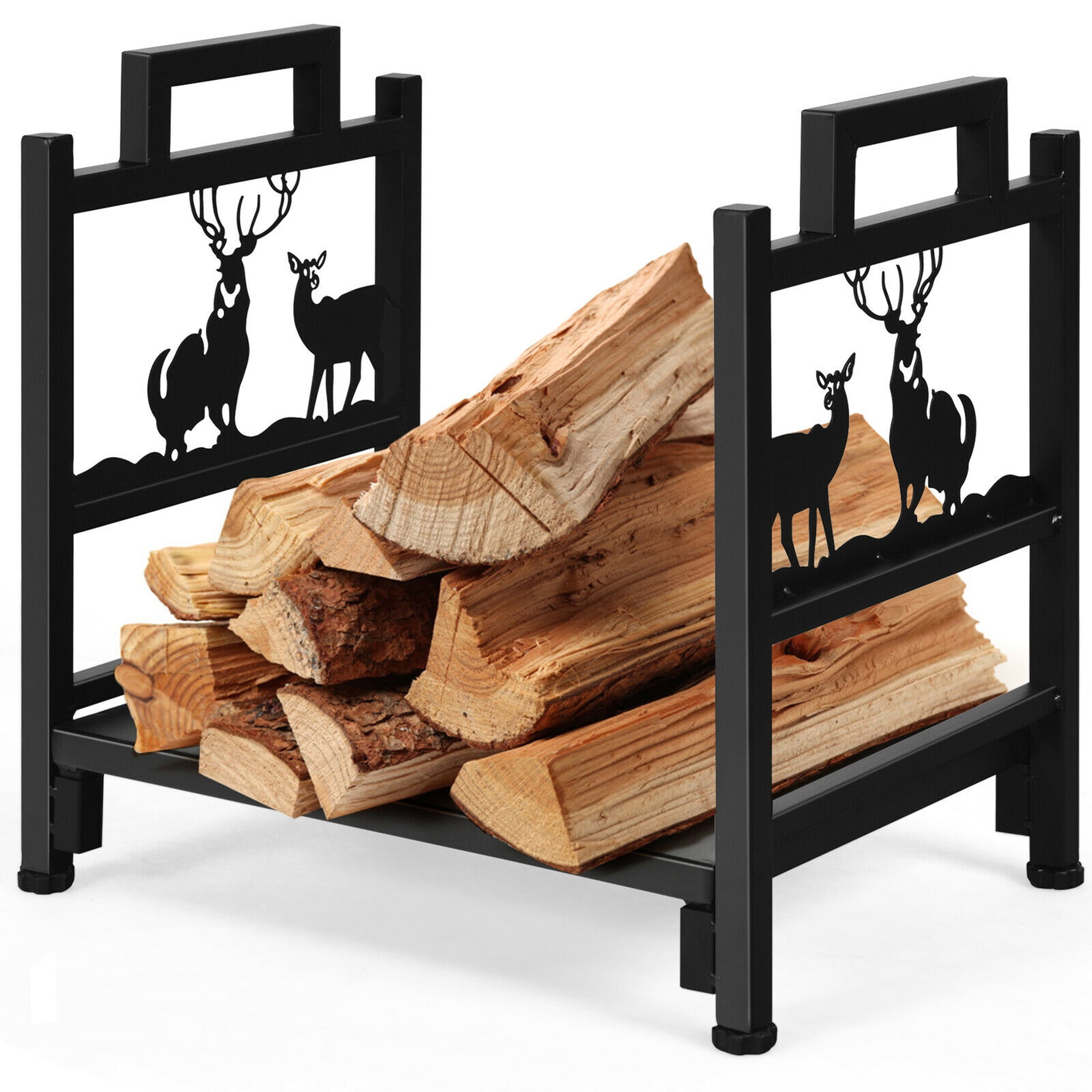 Gymax 18'' Firewood Log Rack Wood Lumber Storage Holder for Fireplace Stove Fire Pit Gymax 18'' Firewood Log Rack Wood Lumber Storage Holder for Fireplace Stove Fire Pit