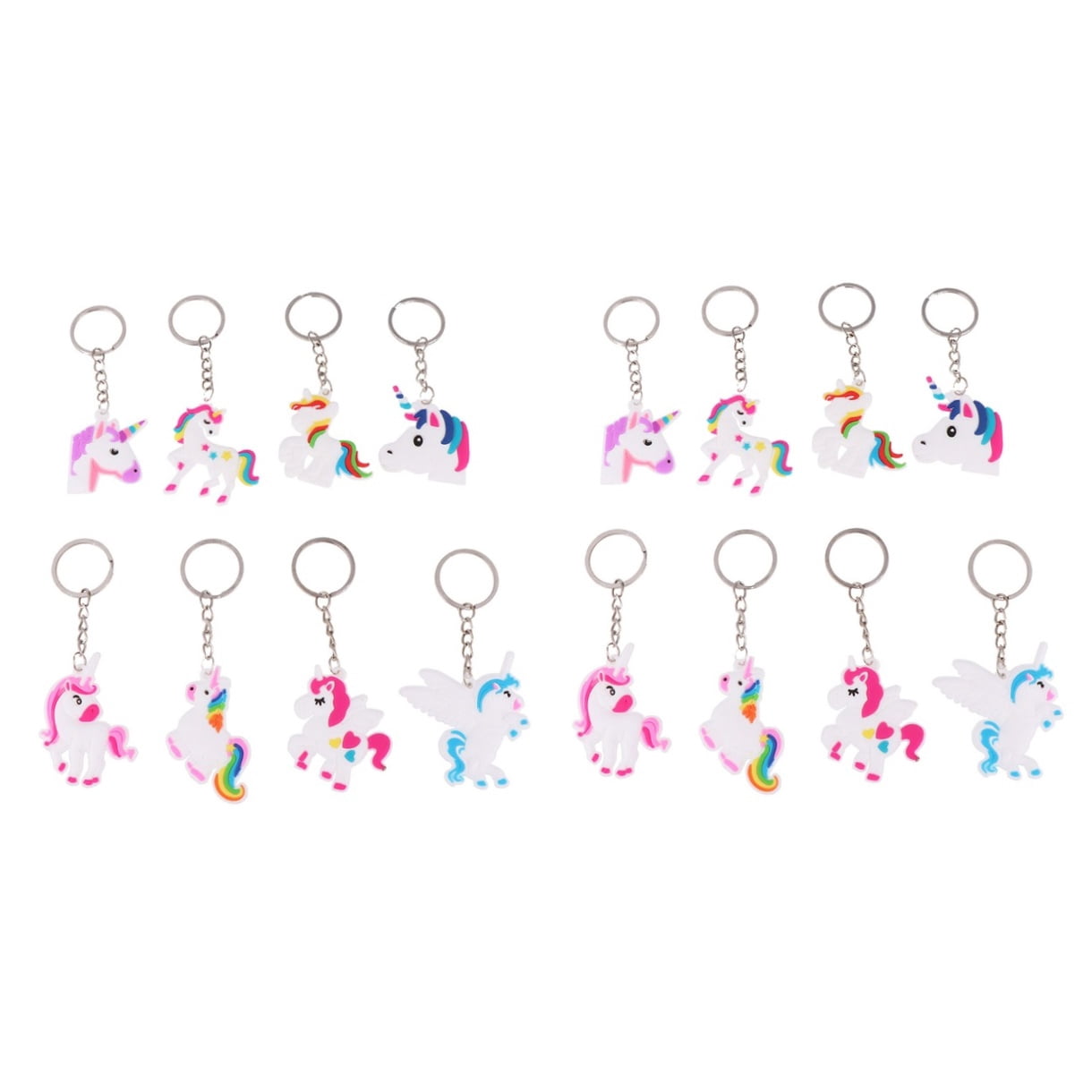 Hemoton 96 pcs  Cartoon Unicorn Key Ring Unicorn Keychain Hanging Ornament Keychain Pendant (Random Style)