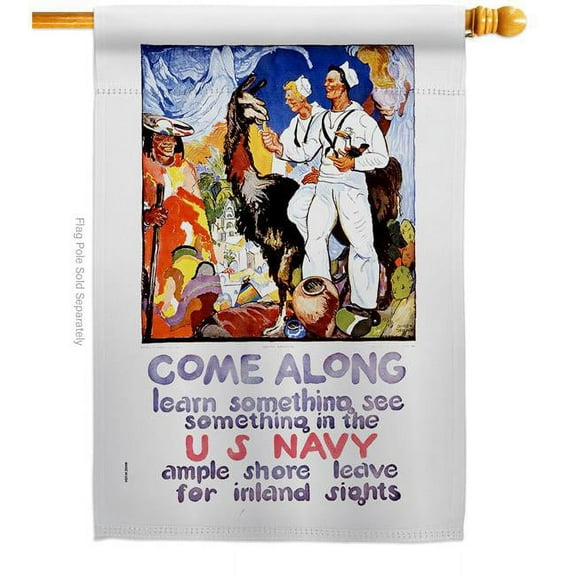 US Brotherhood H183026-BO 28 x 40 in. Come Along House Flag with Armed Forces Navy Double-Sided Decorative Vertical Flags Decoration Banner Garden Yard Gift
