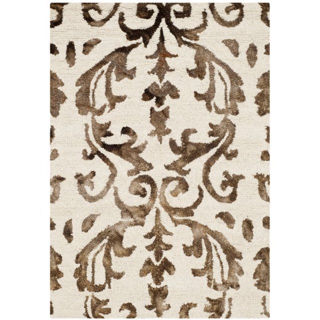 Safavieh Dip Dye Collection DDY689B Handmade Geometric Watercolor Ivory and Chocolate Wool Area Rug (5' x 8')