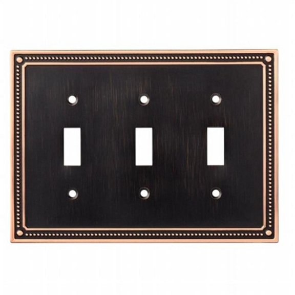 Franklin Brass W35066-VBC-C Classic Beaded Triple Toggle Switch Wall Plate, Switch Plate & Cover - Bronze with Copper Highlights