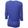 thumbnail image 2 of Thanth Womens Dolman Sleeves Boat Neck Solid Shirring Drape Basic Tunic Top, 2 of 3