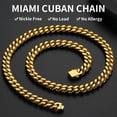 thumbnail image 2 of Tilga Stainless Steel Mens Cuban Link Chain, Black/ 18K Gold Plated Miami Cuban Chain Necklace, 5mm/7mm/9mm/12mm/14mm Width, No Tarnish& Durable Hip Hop Mens Jewelry, 18"-30", Send Gift Box, 2 of 5