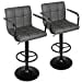 thumbnail image 3 of Leopard Adjustable Bar Stools with Armrest, Square Back Swivel Double Stitching with Back Bar Stool, Set of 2 (Grey + Black Base), 3 of 10