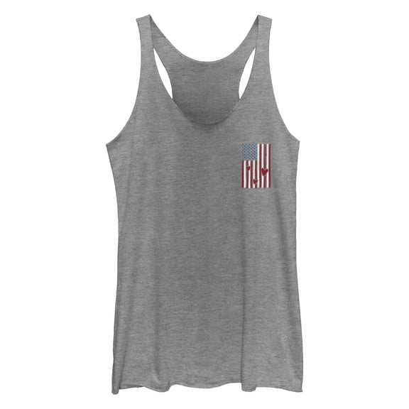 Women's Lost Gods Pocket Flag Hearts Racerback Tank Top