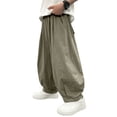 thumbnail image 2 of Nilvkv Girls Baggy Sweatpants, Girls Pants, Wide Leg Sweatpants in Solid Colors with Elastic Waist and Side Pockets for Casual Fall Days Green 9-10 Years, 2 of 6