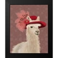 thumbnail image 2 of Fab Funky 20x24 Black Modern Framed Museum Art Print Titled - Llama Red Feather Hat, 2 of 5