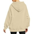 thumbnail image 6 of Htigea Womens Oversized Hoodies Thin Fleece Sweatshirts Solid Color Long Sleeve Hooded Tops Fall Winter Pullover Sweatshirt with Pocket Khaki L, 6 of 6