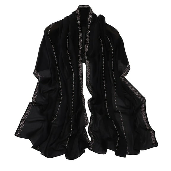 BWASD Scarf for Women Lightweight Solid Color Muslim Ethnic Hijab Large Long Thin Sunscreen Shawl and Wraps for Spring Gifts Black